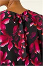 Purple Floral Print Pleated Top, Image 5 of 5
