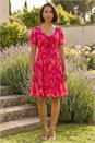 Red Dusk Blurred Foil Print Dress, Image 1 of 4