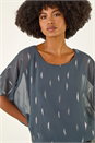 Grey Foil Print Bubble Hem Top, Image 4 of 5