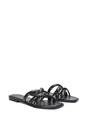 Black XY LONDON Black 'Fiona' Strappy Flat Open Toe Sandal Mule Sliders, Image 3 of 5