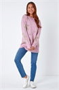 Pink Petite Metallic Star Print Longline Jumper, Image 1 of 4