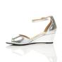Silver Mid Wedge Heel Ankle Strap Sandals, Image 3 of 6