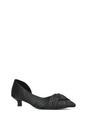 Black XY LONDON Black 'Freya' Pointed Toe Kitten Low Heel Classic Bridal Shoe Pumps, Image 2 of 6