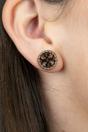 Gold Large Round TB Stud Earrings, Image 1 of 5