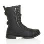 Black Lace Up Zips Military Biker Ankle Boots, Image 2 of 5
