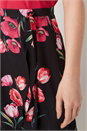 Black Floral Print Wrap Skirt, Image 4 of 5