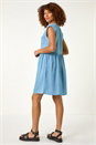 Light Denim Denim Button Short Dress, Image 3 of 5