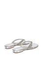Silver XY LONDON Silver 'Blake' Flat Slip On Diamante Sandals With Thong Strap, Image 4 of 6