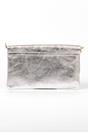 Silver Metallic Italian Leather Clutch Bag, Image 2 of 3