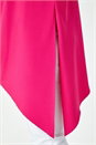 Cerise Satin Contrast Asymmetric Chiffon Tunic Top, Image 5 of 5
