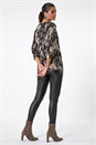 Black Abstract Print Stretch Jersey Top, Image 3 of 5