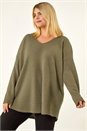 Sage Curve Textured V-Neck Stretch Top, Image 1 of 5