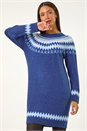 Blue Fairisle Knitted Jumper Dress, Image 2 of 5