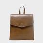 Tan 'MARGARET' Natural Grain Polished Leather Flap Over Backpack, Image 1 of 2