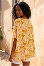 Yellow Leaf Print Buttoned Back Top, Image 3 of 4