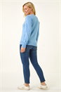 Blue Petite Embellished Faux Pearl Knit Jumper, Image 4 of 5