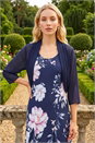 Navy  Ruched Hem Chiffon Bolero, Image 2 of 4