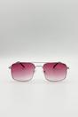 Pink Aviator Style Square Frame Sunglasses in Gold Pink, Image 2 of 4