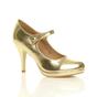 Gold AJVANI Gold High Heel Mary Jane Court Shoes, Image 1 of 6