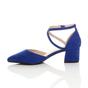 Royal Blue AJVANI Royal Blue Mid Block Heel Crossed Strap Pointed Toe 2 Part Heels, Image 3 of 6