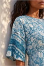Light Blue  Floral Border Print Midi Dress, Image 4 of 4