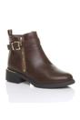 Brown AJVANI Brown Gold Zip Chunky Sole Buckle Ankle Boots, Image 5 of 5