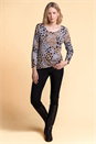 Light Grey Animal Print Bow Back Top, Image 3 of 4