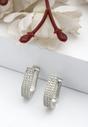 Silver Radiant Rectangle Hoop Earrings, Image 2 of 6
