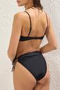 Black Ruched Strapless Padded Bandeau Bikini Top with Adjustable Straps, Image 5 of 5