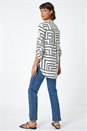 Ivory  Geo Polka Dot Print Longline Shirt, Image 3 of 5