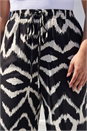 Black Curve Abstract Print Wide Leg Trouser, Image 4 of 4