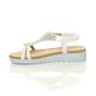 White AJVANI White Flatform Diamante T-Bar Slingback Sandals, Image 3 of 6