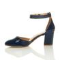 Navy Blue AJVANI Navy Blue Mid Block Heel Ankle Strap 2 Part Heels, Image 3 of 6
