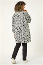 Grey Curve Animal Print Roll Neck Top, Image 3 of 5