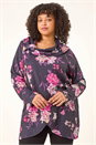PINK Curve Floral Print Cowl Stretch Top, Image 4 of 5
