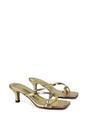 Gold XY LONDON Gold 'Dream' Strappy Square Toe Kitten Heel Slip on Mule Sandals, Image 2 of 5