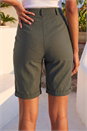 Forest  Elastic Waist Turn Up Stretch Shorts, Image 3 of 4