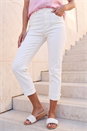 White Slim Leg Turn Up Stretch Jeans, Image 1 of 4