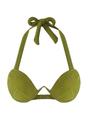 Khaki WOVCOR Khaki Textured V-Wire Balconette Bikini Top, Image 2 of 4
