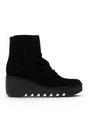 Black Womens Suede-Leather Ankle Boots-BAAN537, Image 1 of 5