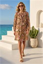 Neutral Floral Animal Print Frill A-Line Dress, Image 1 of 4