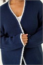 Navy  Curve Longline Knit Cardigan, Image 5 of 5
