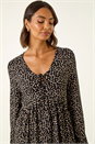 Black Printed Snit Jersey Top, Image 4 of 6