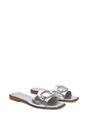 Silver XY LONDON Silver 'Annie' Sparkly Diamante Slip On Flat Slider Mule Sandals, Image 3 of 5