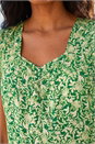 Green Floral Print Ruched Sleeve Midi Dress, Image 4 of 4
