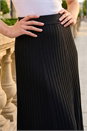 Black Ribbed Knit Flared Midi Skirt, Image 4 of 4