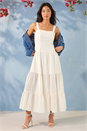 Ivory  Petite Seam Detail Midi Dress, Image 1 of 4