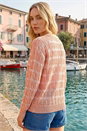 Peach Stitch Detail Button Through Knit Cardigan, Image 3 of 4