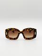 Brown Oversized Chunky Rectangle Sunglasses in Tortoise, Image 1 of 4