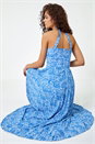 Royal Blue Ditsy Floral Halter Neck Maxi Dress, Image 1 of 5